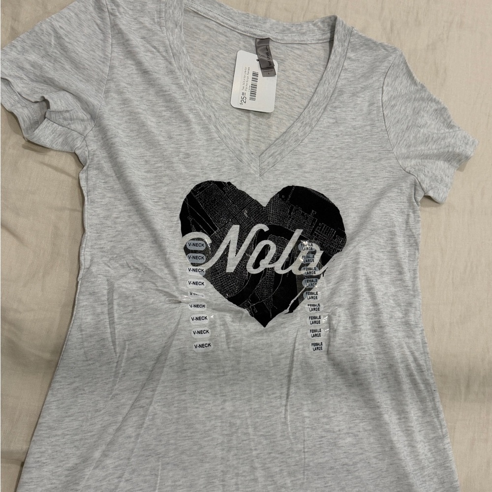 Next Level Apparel Light Gray V-Neck Tee with New Orleans graphic
